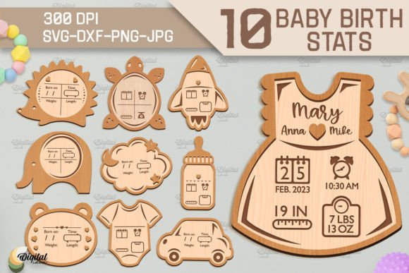 3D Baby Birth Stats Laser Cut Bundle for Branding & Signs