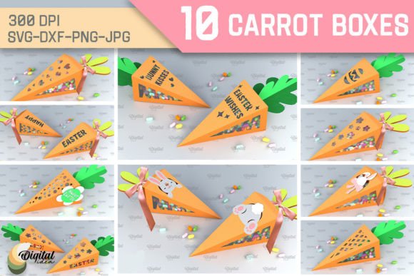 3D Carrot Box SVG Bundle for Gift Boxes