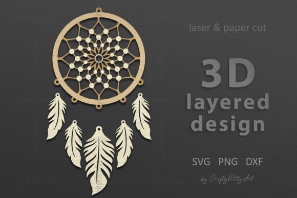 3D Dreamcatcher SVG for Laser Cutting Wall Decor Projects