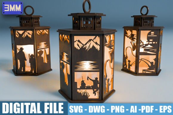 3D Fishing Lantern Laser Cut Files for Stands and Creative Branding