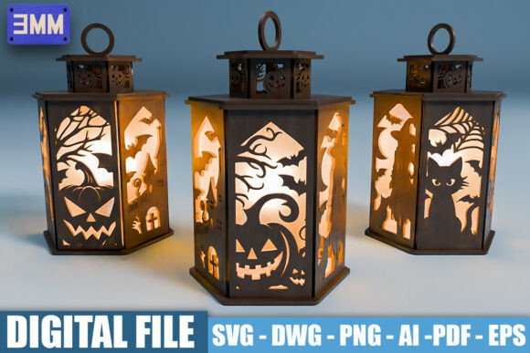 3D Halloween Lantern Laser Cut Files for Website and Editorial Design