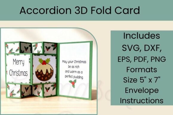 3D SVG Christmas Pudding Accordion Fold Card