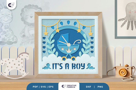 Baby Boy Stroller 3D Shadow Box Papercut: A 3D SVG Review for Sellers