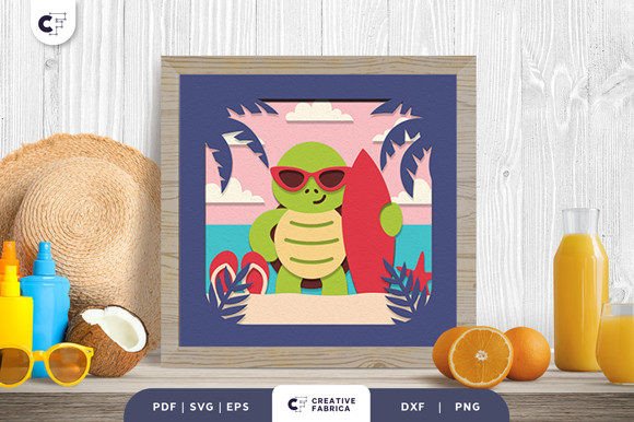 Baby Turtle in the Summer 3D SVG Graphic for Seasonal Creations