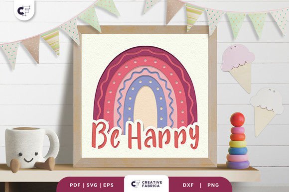 Be Happy Boho Rainbow 3D SVG for Baby Products