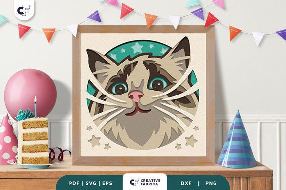Birthday Cat 3D SVG for Handmade Creations