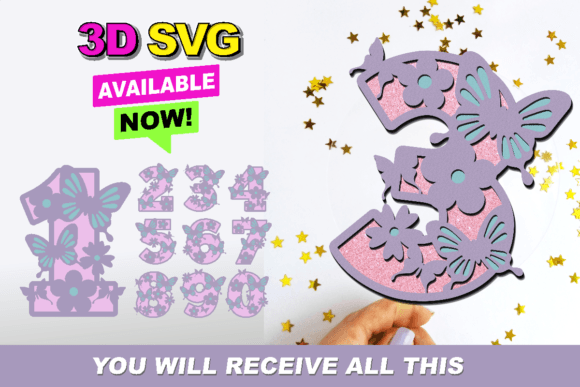 Butterfly Numbers 3D SVG: A Versatile Shape for Creative Sellers