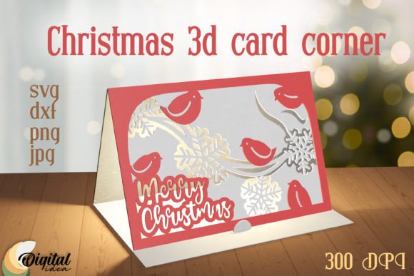 Christmas 3D Card Corner: A Festive Graphic Design Asset for Local Crafts Businesses
