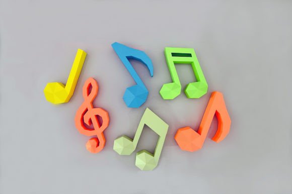 DIY Musical Notes 3D Papercraft for Embroidery Projects