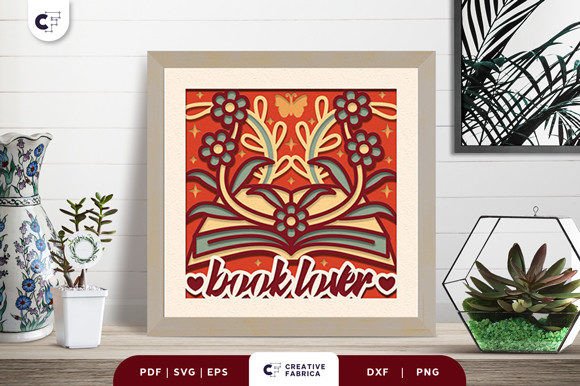 Floral Book 3D Shadow Box Paper Cut: A Versatile Graphic Design Asset for Ornaments