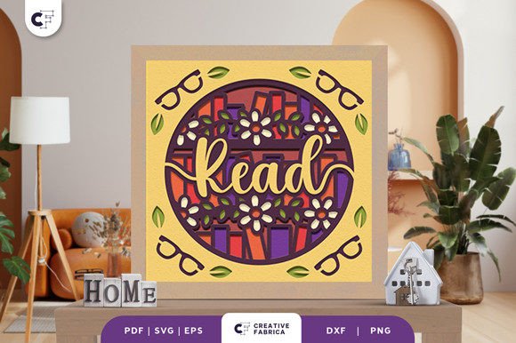 Floral Book Shelf 3D Shadow Box SVG: A Stylish Ornament for Modern Web Design