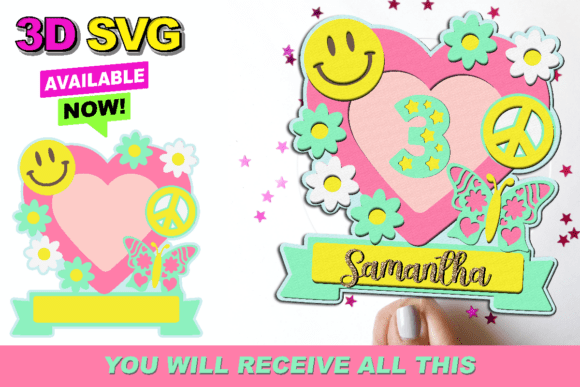 Groovy Hippie Cake Topper 3D SVG: A Vibrant Addition to Birthday Designs