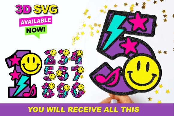 Happy Face Numbers 3D SVG: A Playful Graphic Design Asset for Content Creators