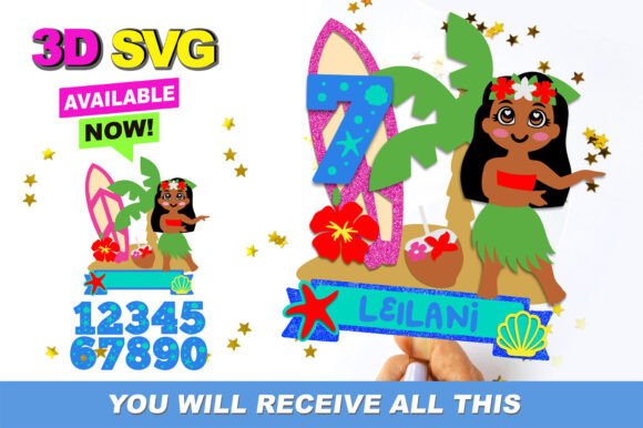 Hawaiian Girl Cake Topper 3D SVG: A Vibrant Shape for Brand Design