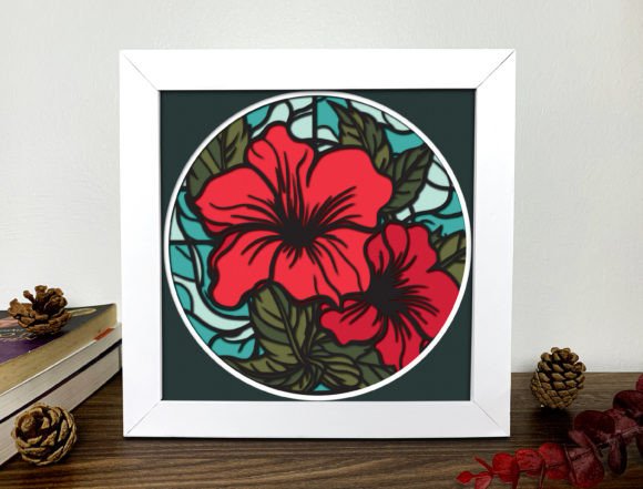 Hibiscus Stained Glass 3D for Embroidery Projects