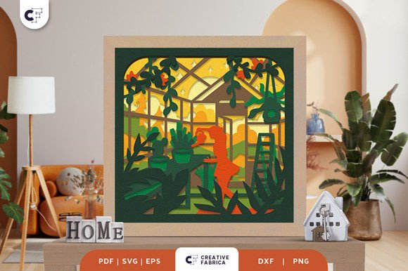 House Plant 3D Light Box Paper Cut SVG: A Stylish Ornament for Content Creators