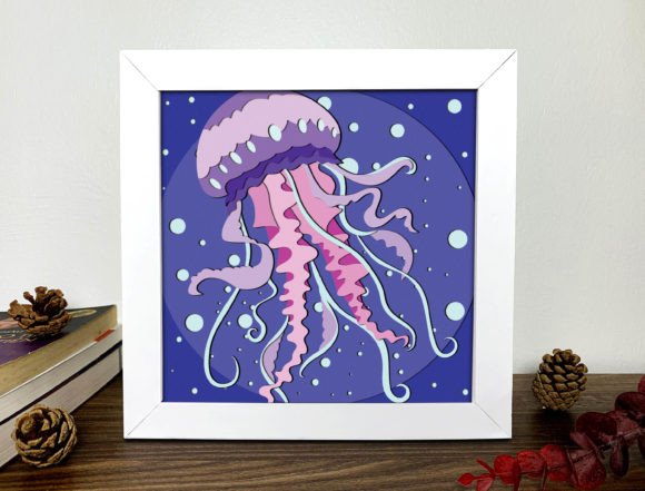 Jellyfish Shadow Box 3D Svg,Jellyfish 3D