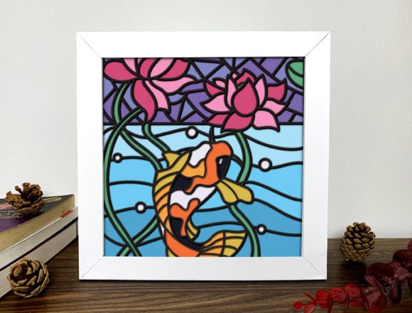 Koi Fish 3D Shadow Box Design for Handmade Projects