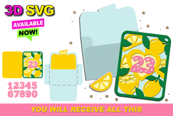 Lemon Card and Envelope 3D SVG: A Versatile Graphic for Handmade Creations