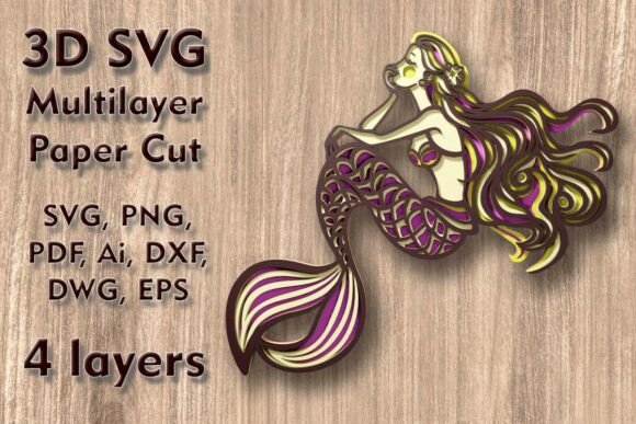 Mermaid 3D SVG: A Fantasy and Fairy Tales Graphic Design Asset