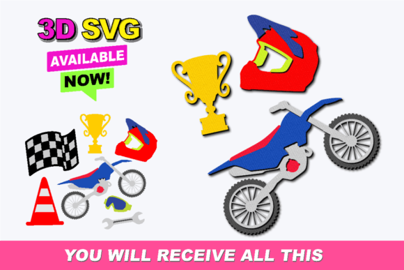 Motocross Elements 3D SVG: Bold Shapes for Real Brands