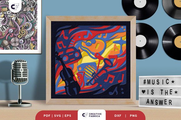 Music Instruments 3D Paper Cut SVG for Lifestyle And Hobbies