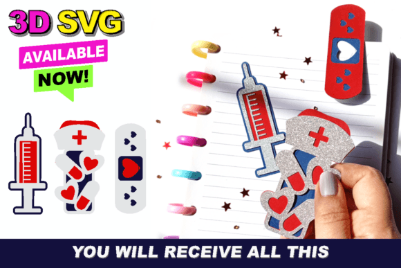 Nurse Bookmarks 3D SVG: A Versatile Shape for Content Creators