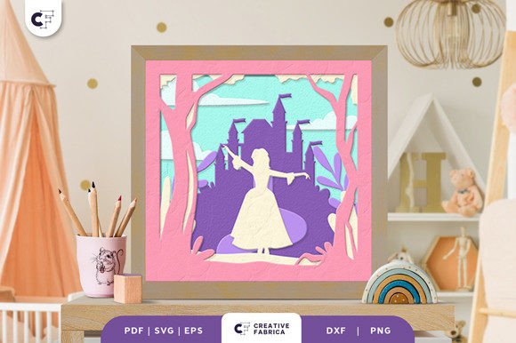 Princess 3D Shadow Box Paper Cut for Kids and 3D SVG