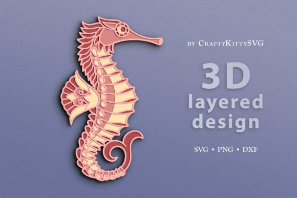 Seahorse 3D Layered SVG for Laser Cutting Wall Decor