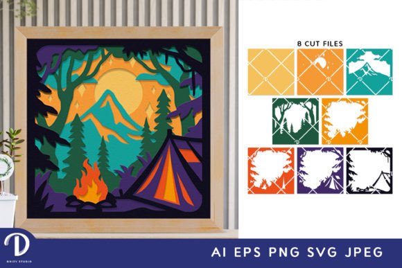 Summer Camp 3D Shadow Box Campfire SVG: A Design Asset for Content Creators