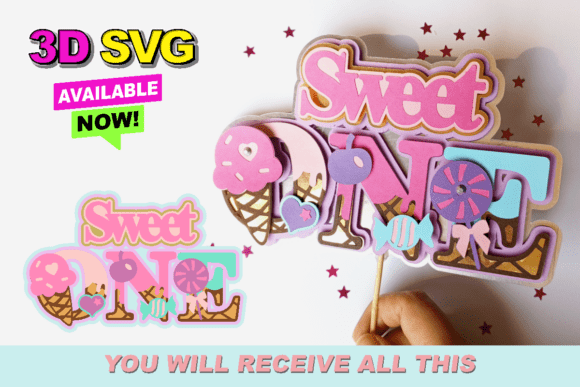 Sweet ONE Cake Topper 3D SVG: A Must-Have for Laser Cutting and Handmade Creations