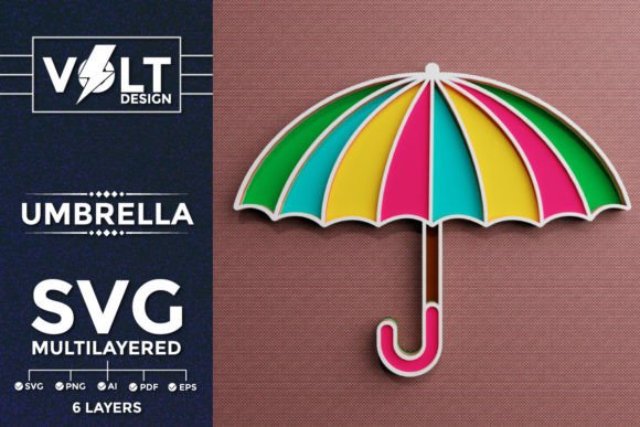 Umbrella 3D SVG Cut File for Laser Cutting and Wall Decor