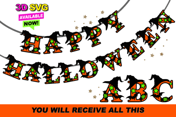 Witch Halloween Alphabet 3D SVG: A Spooky Design Asset for Autumn Amp Projects
